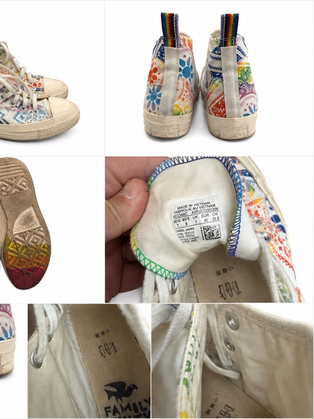Converse x Miley Cyrus Pride Rainbow Bandana High Top Sneakers Women’s 9 - Picture 2 of 3